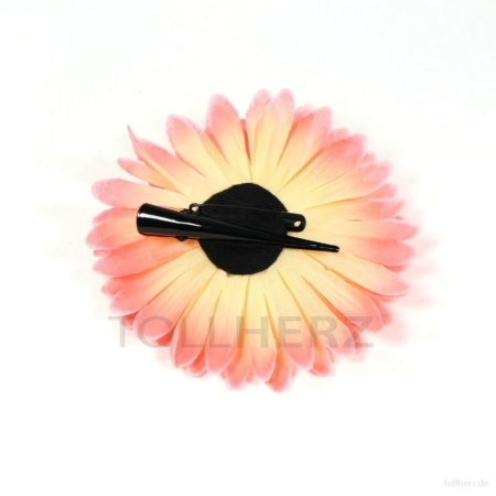 AB-112 Ansteckblume, Haarblume Gerbera in apricot, Ø ca. 12,5 cm, Höhe ca. 3 cm