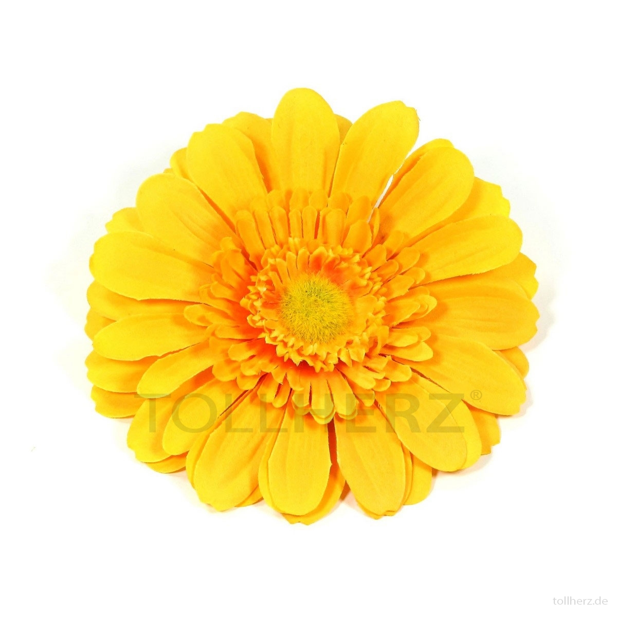 AB-113 Ansteckblume, Haarblume Gerbera in gelb, Ø ca. 13 cm, Höhe ca. 3 cm