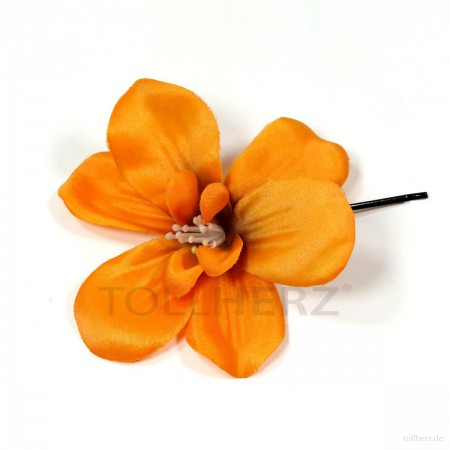 AB-133 Haarblüte, Haarblume in orange, Ø ca. 8,5 cm, Höhe ca. 2 cm