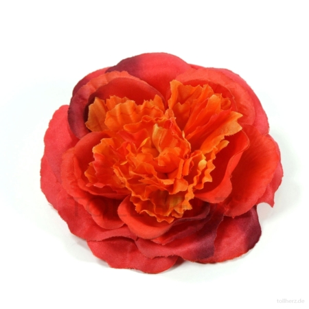 AB-167 Haarrose, Ansteckrose in rot-orange-purpur, Ø 12 cm, Höhe ca. 4,5 cm