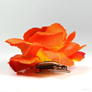 AB-207 Haarrose, Ansteckrose in orange, Ø 10,5 cm, Höhe ca. 4,5 cm