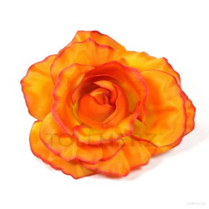 AB-212 Ansteckrose, Haarrose, Satinrose in orange, Ø ca.12 cm, Höhe ca. 6 cm