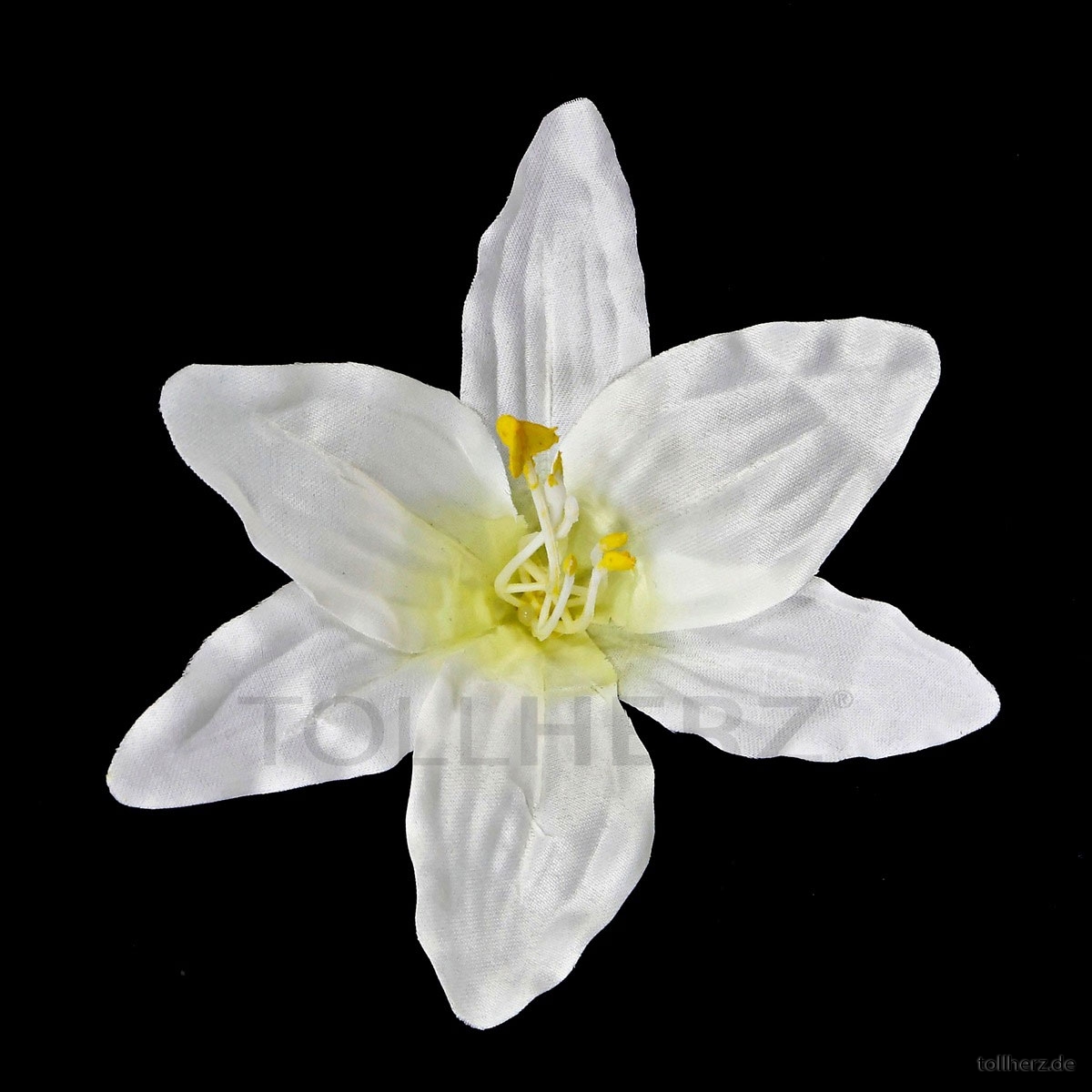 AB-234 Hawaiiblüte, Haarblume Lilie in satinweiß, Ø ca. 13 cm, Höhe ca. 6 cm
