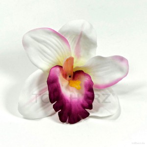 AB-236 Hawaiiblüte, Haarblume Orchidee in weiß-purpur-magenta, Ø ca. 12 cm, Höhe ca. 4 cm