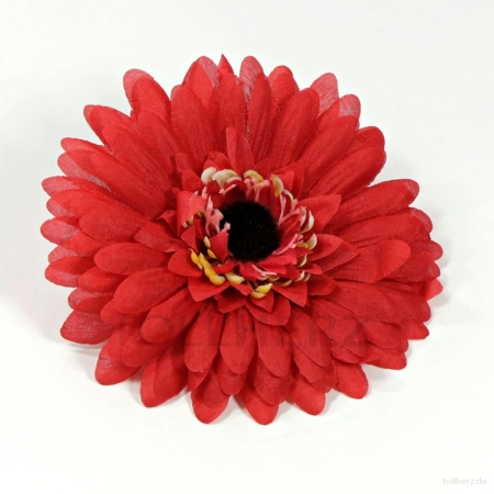 AB-252 Ansteckblume, Haarblume Gerbera in rot, Ø ca. 12,5 cm, Höhe ca. 3 cm