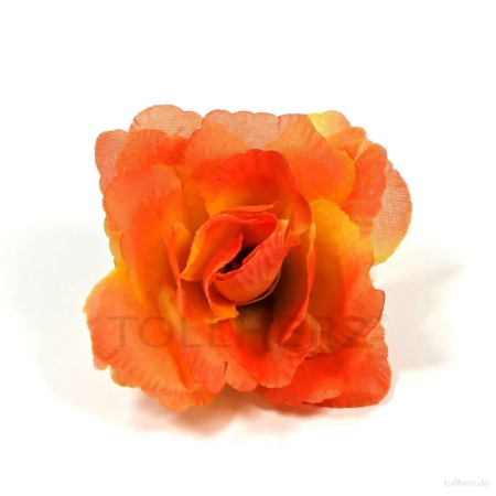 AB-259 Haarrose, Ansteckrose in orange-apricot, Ø 9 cm, Höhe ca. 4 cm