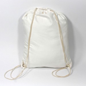 Rückseite des Turnbeutels/Rucksacks in cremeweiß, 33x45 cm