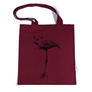 BT-100 Trage- und Schultertasche mit Kunstmotiv „Flamingo“ in bordeauxrot, 38x42 cm