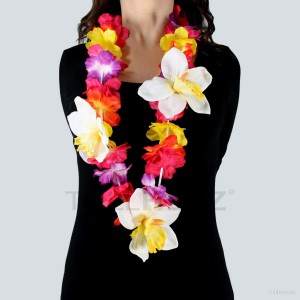 HK-301 Hawaiikette, Blumenkette mit XXL-Blüten in bunt