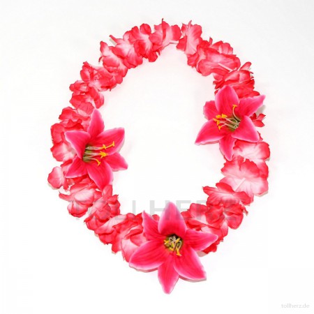 HK-303 Hawaiikette, Blumenkette mit XXL-Blüten in rot