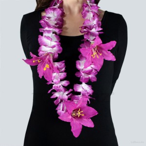 HK-304 Hawaiikette, Blumenkette mit XXL-Blüten in violett